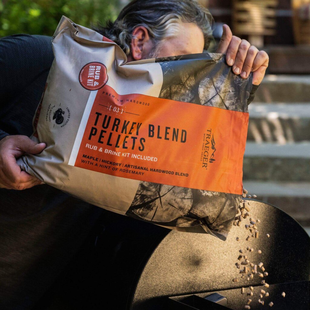 traeger limited edition turkey pellets pouring