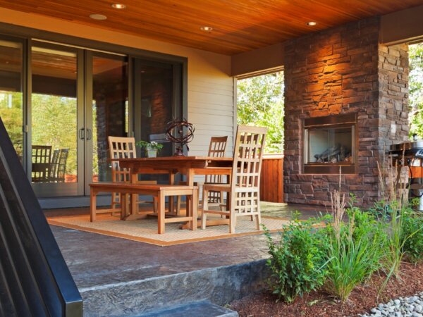 Outdoor Living Space with Fireplace